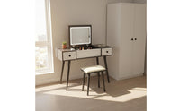 Hinged Lid Vanity Table Modern Minimalist Design Makeup Vanity with Storage Drawers Dressing Table with Mirror and Stool