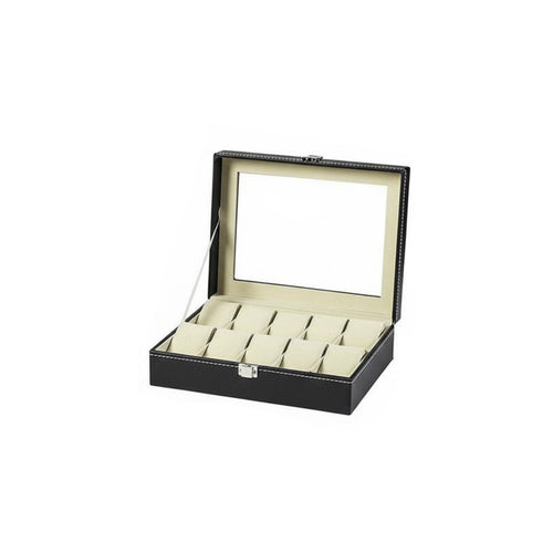 Leather Watch Storage Box Individual Compartments Watch Collector Case Men's Jewelry Organizer Metal Clasp Removable Pillows