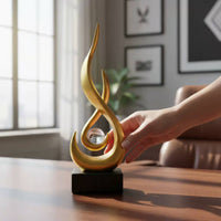 Shaped Statue Fluid Design Abstract Statue Modern Spiral Figurine Handmade Resin Art Piece with Sphere Non-Slip Base