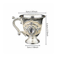 European Style Spirit Cup Elegant Design Vintage Metal Embossed Details Ornate Toasting Goblet for Wedding, Party, Bar