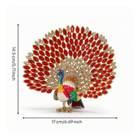 Peacock Trinket Box Desktop Jewelry Box with Hinge Ornamental for Dresser, Women