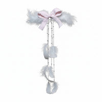 Feather Hair Clip, Traditional Chinese Victorian Headpiece, Long Ribbon, Handmade Sweet Hair Accessory