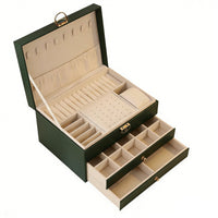 Double Tier Jewelry Box Portable Multi-Tier Jewelry Case Necklace and Band Holder Abrasion Protection for Women, Travel