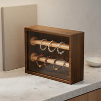 Acrylic Front Jewelry Box Clear View Window Wooden Watch Storage Case Dustproof