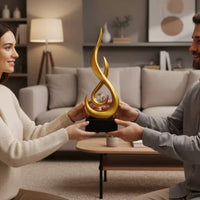 Shaped Statue Fluid Design Abstract Statue Modern Spiral Figurine Handmade Resin Art Piece with Sphere Non-Slip Base