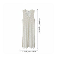 Knit Vest Dress Layered Look Summer Clothing Crew Neck for Beach
