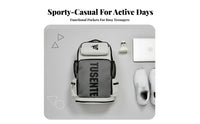 Multi-Compartment Large Capacity Sports Backpack Long-Lasting Oxford Material Letter Print School Bag Versatile Carry Options