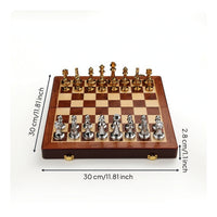 Chess Set with Storage Case Metal Chessboard Portable for Office, Collectors
