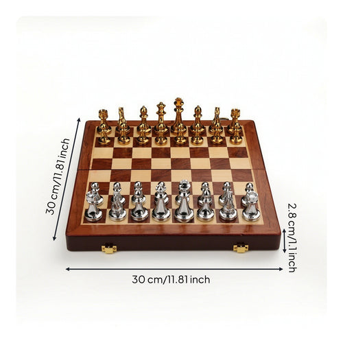 Chess Set with Storage Case Metal Chessboard Portable for Office, Collectors
