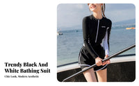 Long Sleeve Single-Piece Aquatic Suit Sun Protection Long Sleeve Wave-Riding Suit Full Coverage Bathing Suit Quick-Drying