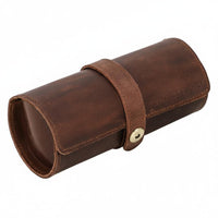 3-Watch Storage Roll Portable 3-Compartment Watch Roll Case Soft Safeguarding Interior Handmade for Men, Display