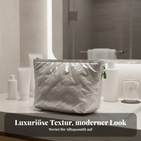 Quilted Makeup Pouch Multi-Functional Quilted Cosmetic Pouch Portable for Travel