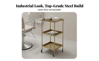 Foldable Hairdressing Trolley Stainless Steel Frame Rolling Salon Tool Cart Aesthetic Cart Work Station With Wheels