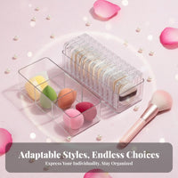 Clear Partitioned Puff Container Transparent Design for Bathroom Counter