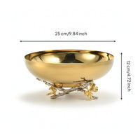 Bowl with Butterfly Base Sculptural Gold Metal Bowl Decorative Pedestal Tray with Gold Base