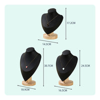Necklace Display Bust Stable Wooden Base Velvet Necklace Holder for Retail Shop