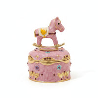 Carousel Jewelry Box Red-Lined Horse Jewelry Box Hinged Lid