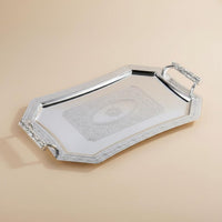 Ornate Serving Tray with Handles Sturdy Construction for Hotel, Buffet