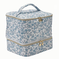 Double-Layer Makeup Bag Zip-Around Beauty Storage Inner Pockets