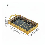 2 Pieces Gold Filigree Tray Double Handle House Decoration Elegant Display