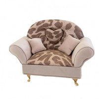 Miniature Leopard-Print Sofa Padded Jewelry Box Gold-Colored Legs
