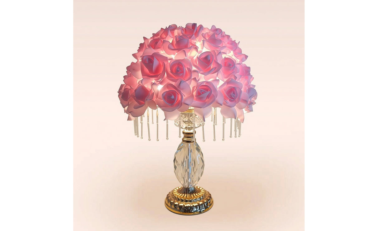 Floral Table Lamp Elegant Floral Lamp Gold Tone Lighting for Women, Bedside, Vanity