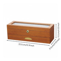 Double-Layer Jewelry Box Pull-out Drawer Lockable Watch Organizer 6-Slot