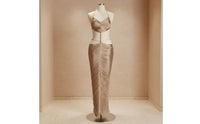 Pearl Embellishment Cutout Dress Cutout Halter Maxi Dress for Evening Affair