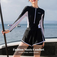 Long Sleeve Single-Piece Aquatic Suit Sun Protection Long Sleeve Wave-Riding Suit Full Coverage Bathing Suit Quick-Drying