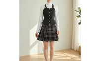 Anime Cosplay Outfit with Vest Plaid Cosplay Costume Pleated School Uniform Layered for Cosplayers, Photoshoots