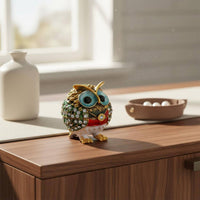 Owl Figurine Trinket Box Faceted Owl Trinket Box Textured Finish