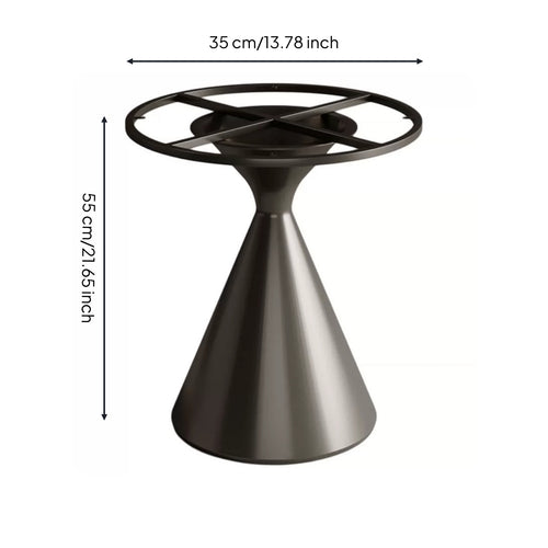 Carbon Steel Cone Side Table Base Tapered Round Pedestal Base Circular Top Frame 55 Cm Table Stand Cross Braces