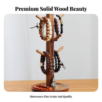 Solid Wood Bracelet Display Rack Vintage Design Necklace Holder Stand Multi-Purpose for Desktop, Dresser Top, Entryway
