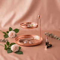 Two Tier Tray Round Jewelry Organizer Standing Storage Shelf for Women