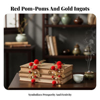 Traditional Chinese Attire Hair Crown Set Festive Design Red Decorative Puff Tassel Hairpins New Year Hair Accessory Set Ancient