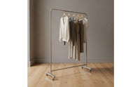 With Wheels Freestanding Clothes Hanging Easy to Move Rolling Clothes Rack Heavy Duty Stainless Steel Clothing Rack Minimalist Design for Boutique, Bedroom, Laundry Room