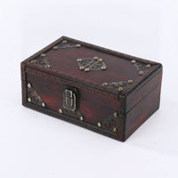 Wooden Storage Box Vintage Wooden Box Rivet Embellishments Hinged Lid