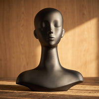 Mannequin Head with Shoulders Matte Display Bust with Shoulders Hairpiece Stand with Base Long-Neck Hat Display with Stand