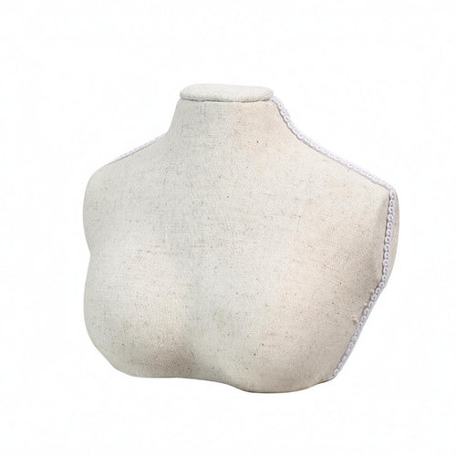 Necklace Display Bust Linen-Covered Necklace Bust Display Stand clothWrapped Pendant Chain Holder