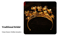 Chinese Bridal Headdress Set Intricate Design Dragon Crown and Hairpin Set Chinese Wedding Crown Gold Plated for Tea Ceremony