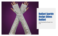 Fingerless Beaded Long Gloves, Reflective, Polyester, Halloween, Cosplay, Stage, Nightclub Party Wear