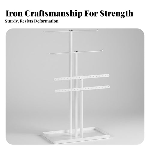 Crossbar Jewelry Tree Nordic Bar Jewelry Stand Necklace and Earring Holder Space Saving Necklace Holder with Tray for Women