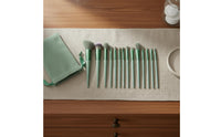 13 Pieces 13 Piece Cosmetic Brush Kit Soft Bristles Green Makeup Brush Set