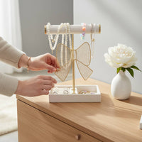 Gold Metal Earring Rack Easy Reach Earring Holder Stand Space Saving