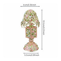Enamel Flower Lamp Box Rhinestone Accents Decorative Lamp Trinket Box Desktop Decoration Home Decor for Desk, Dressing Table