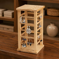 Necklace Display Stand Natural Wood Finish Accessory Storage Stable Base