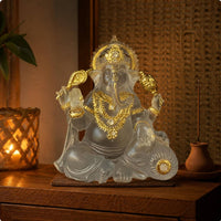 Seated Ganesha Figurine Indian Craftsmanship Resin Ganesha Statue Handmade