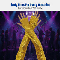 Fingerless Beaded Long Gloves, Reflective, Polyester, Halloween, Cosplay, Stage, Nightclub Party Wear