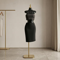 Female Half-Body Mannequin Gold-Tone Support Pole Bust Waist Hips Mannequin