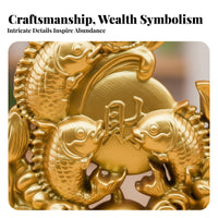 Sand Gold Finish Chinese Good Luck Figurine Symbol of Abundance Chinese Good Luck Statue Auspicious for Housewarming, Desktop, Entryway